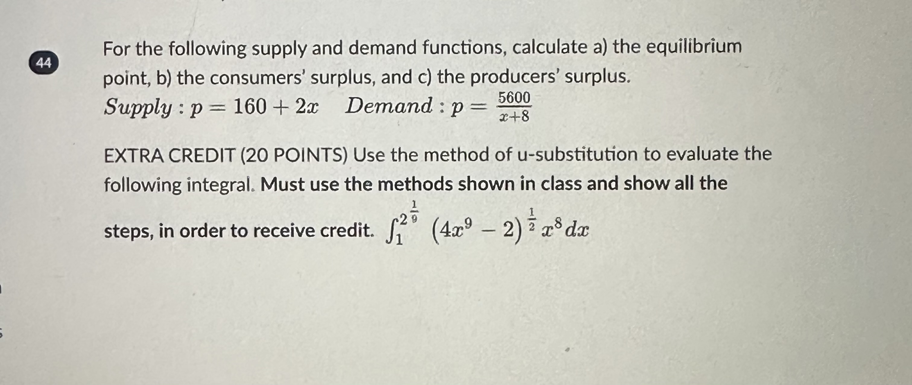Solved For the following supply and demand functions, | Chegg.com
