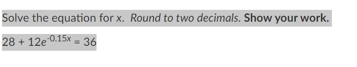 Solved Solve the equation for x. Round to two decimals. Show | Chegg.com