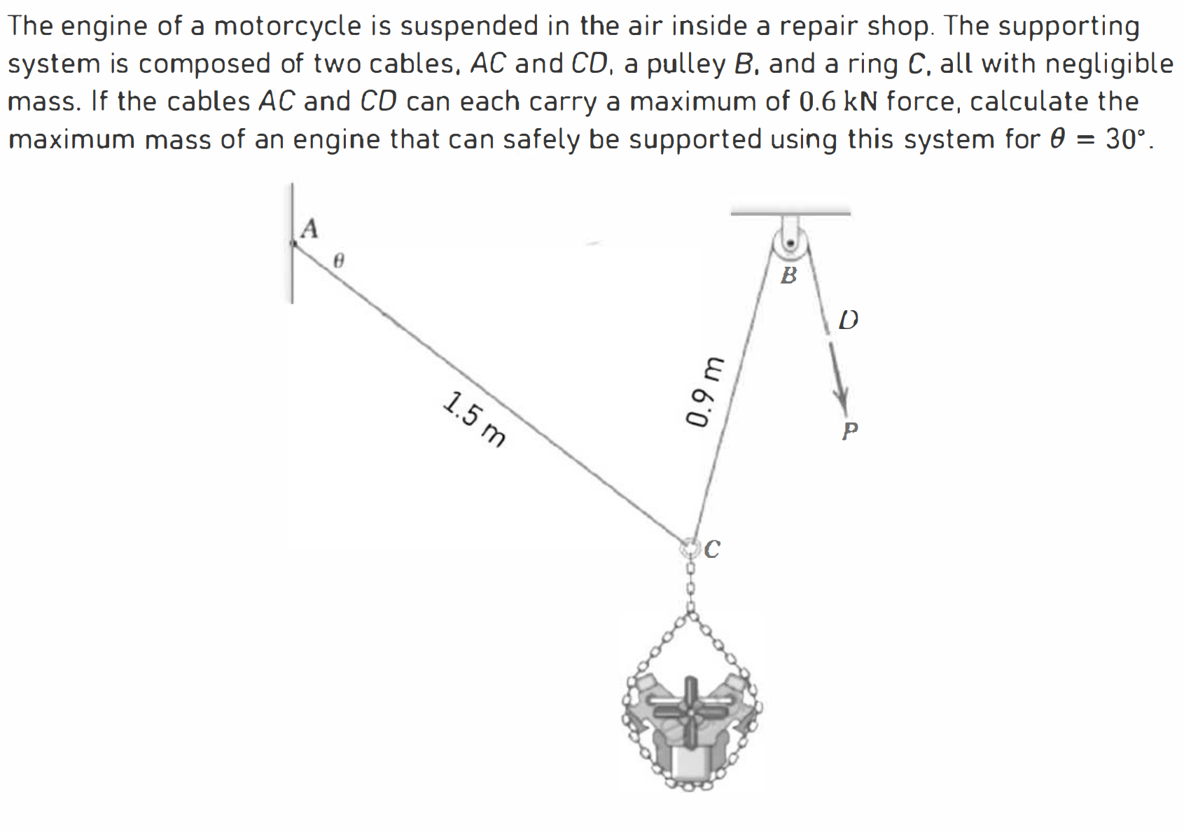 Solved The engine of a motorcycle is suspended in the air | Chegg.com