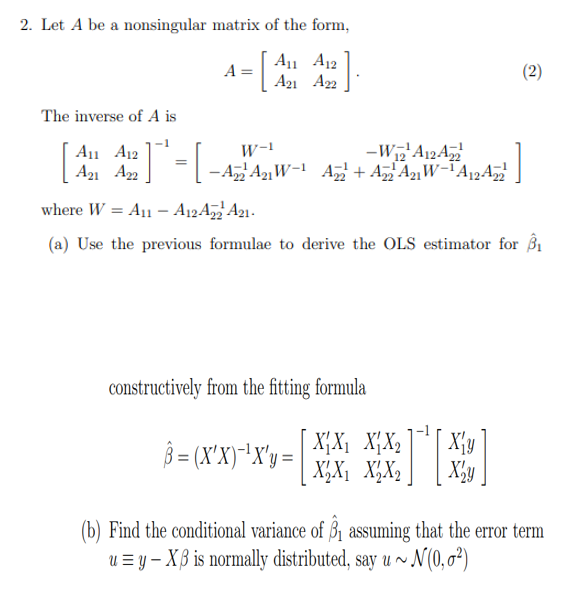 Solved Let A ﻿be a nonsingular matrix of the | Chegg.com