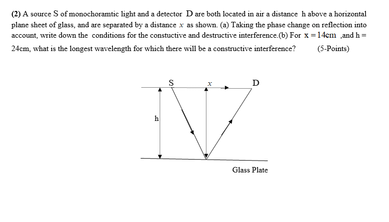 Solved (2) A source S of monochoramtic light and a detector | Chegg.com
