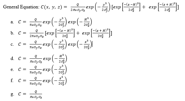 Solved Given the general Gaussian dispersion model with | Chegg.com