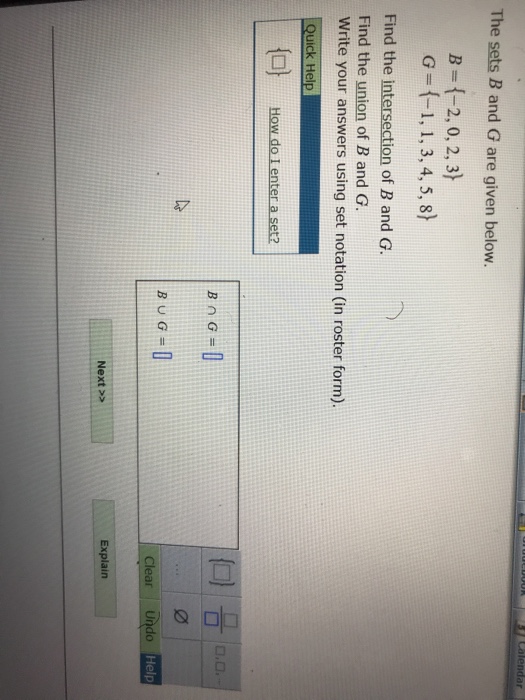 Solved The Sets B And G Are Given Below. B -2,0, 2, 3) G--1, | Chegg.com