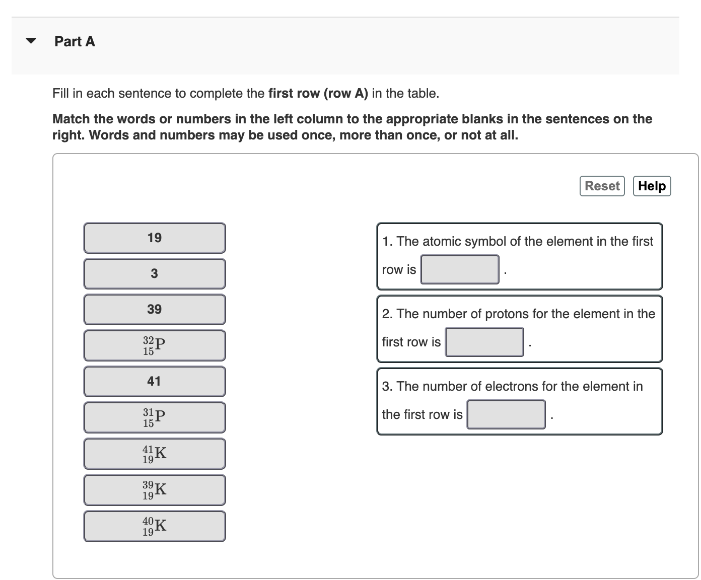 Solved Fill in each sentence to complete the first row row