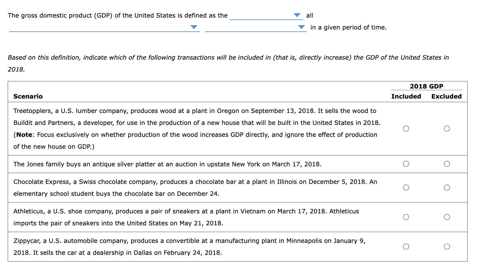 Solved The gross domestic product (GDP) of the United States | Chegg.com