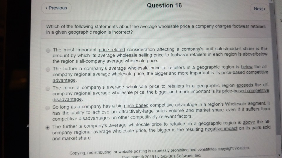 Which Of The Following Statements About The Average Wholesale Price Solved Which of the following | Chegg.com