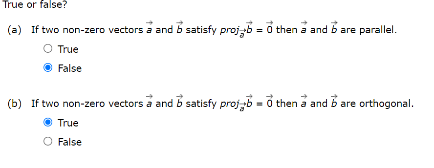 Solved (a) If Two Non-zero Vectors A And B Satisfy Projab=0 | Chegg.com