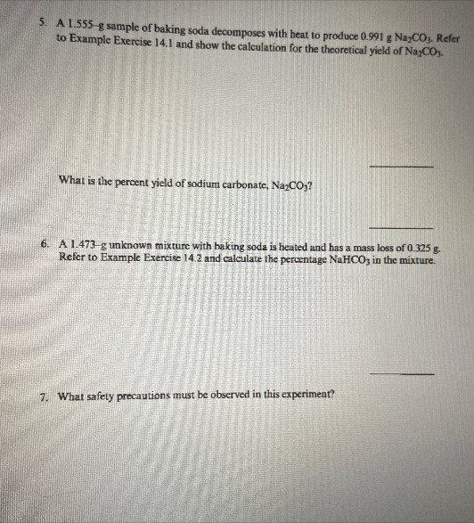Solved 5. A 1.555 g sample of baking soda with