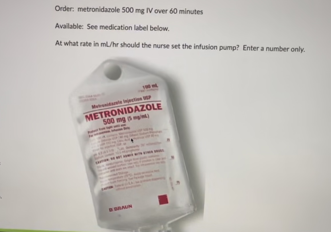 Solved Order Zosyn 2.25 g in 50 mL D5W IV over 30 minutes