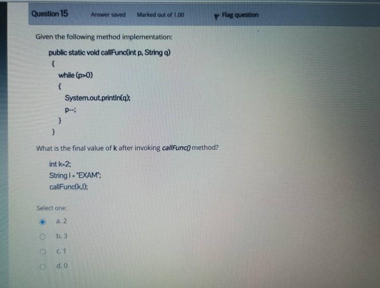 Solved Question 1 Answer saved Marked out of 1.00 Which of | Chegg.com