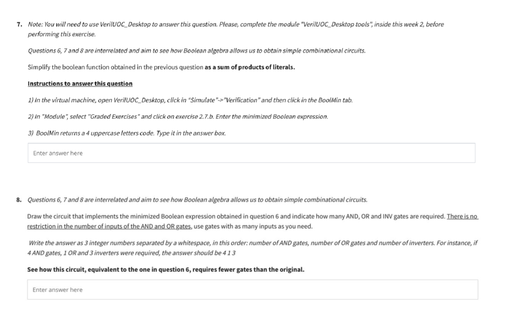 7. Note: You will need to use VerilUOC_Desktop to | Chegg.com