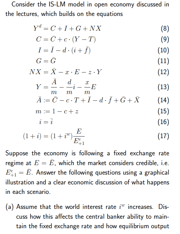 Solved Consider the IS-LM model in open economy discussed in | Chegg.com