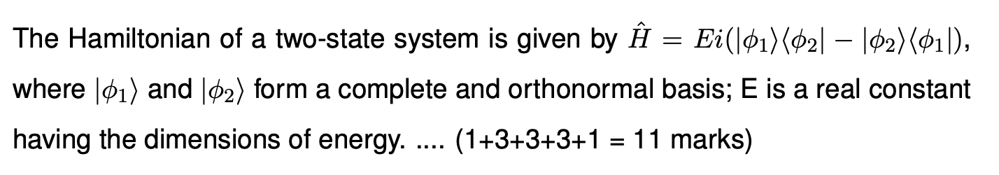 Solved = The Hamiltonian of a two-state system is given by | Chegg.com