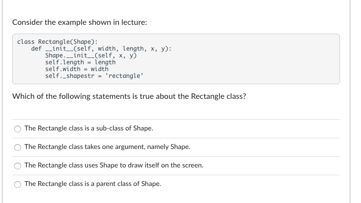 Solved Consider the example shown in lecture: class | Chegg.com