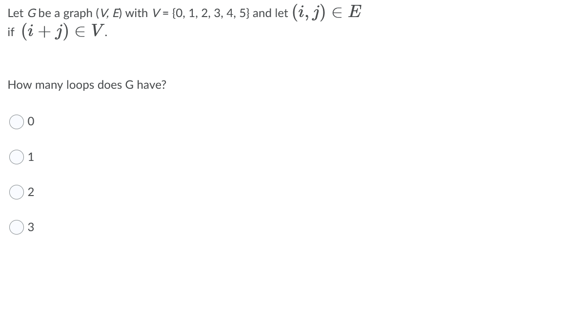 Solved Let G be a graph (V, E) with V = {0, 1, 2, 3, 4, 5} | Chegg.com