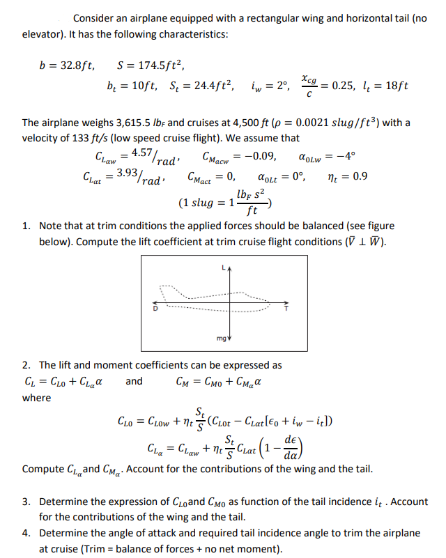 Consider an airplane equipped with a rectangular wing | Chegg.com