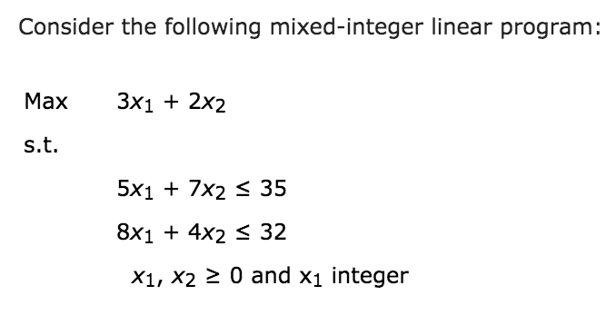 Solved Consider the following mixed-integer linear program: | Chegg.com
