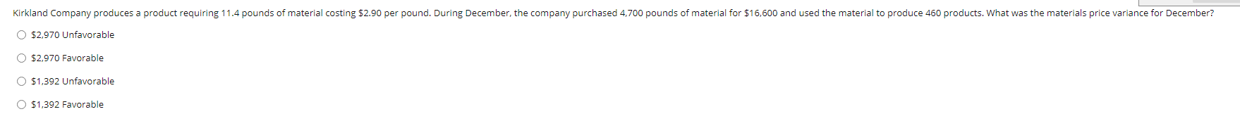 Solved Kirkland Company Produces A Product Requiring 11 4 Chegg Com   Phpj4JPEZ