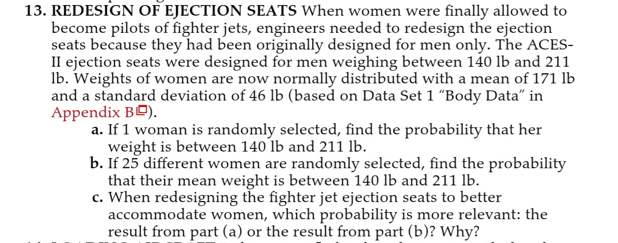 Solved 13. REDESIGN OF EJECTION SEATS When women were | Chegg.com