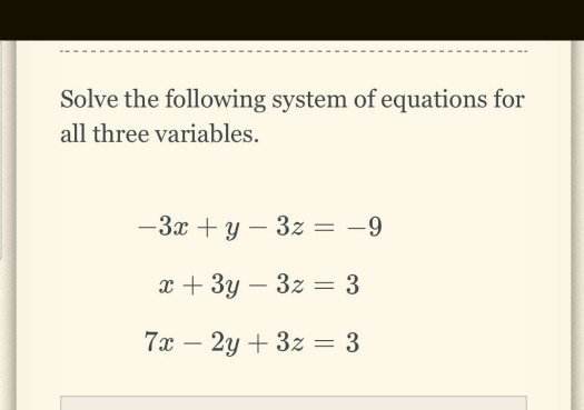 Solved Solve the following system of equations for all three | Chegg.com