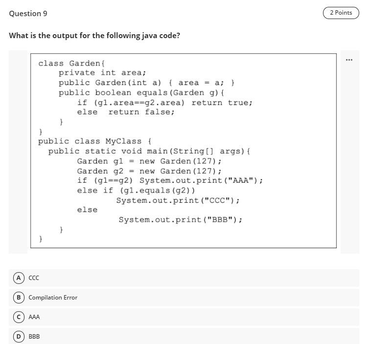 Solved Question 9 2 Points What is the output for the | Chegg.com