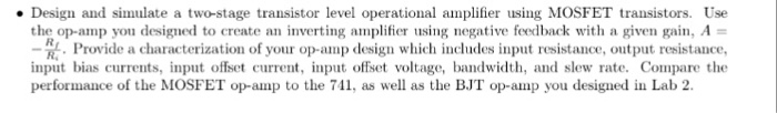 Solved Design and simulate a two-stage transistor level | Chegg.com