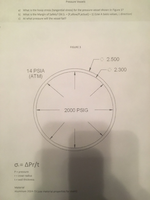 Solved Pressure Vessels a) What is the hoop stress | Chegg.com
