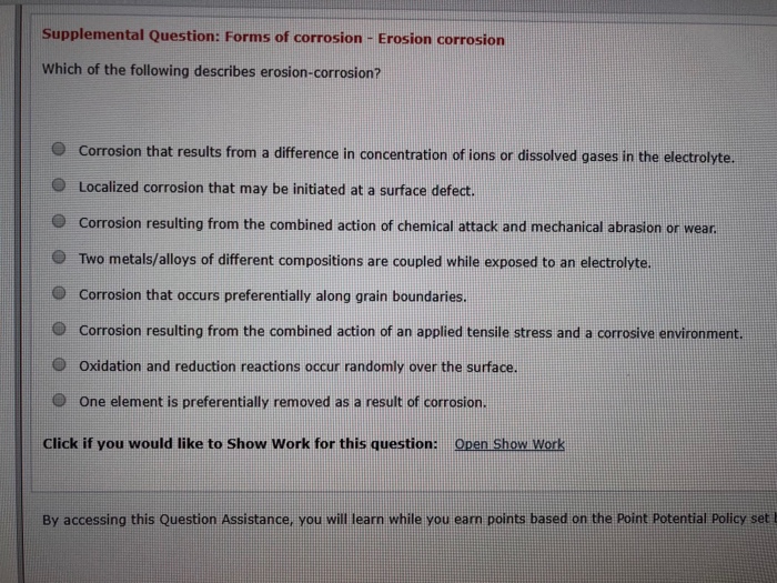 Solved Supplemental Question: Forms of corrosion - Erosion | Chegg.com