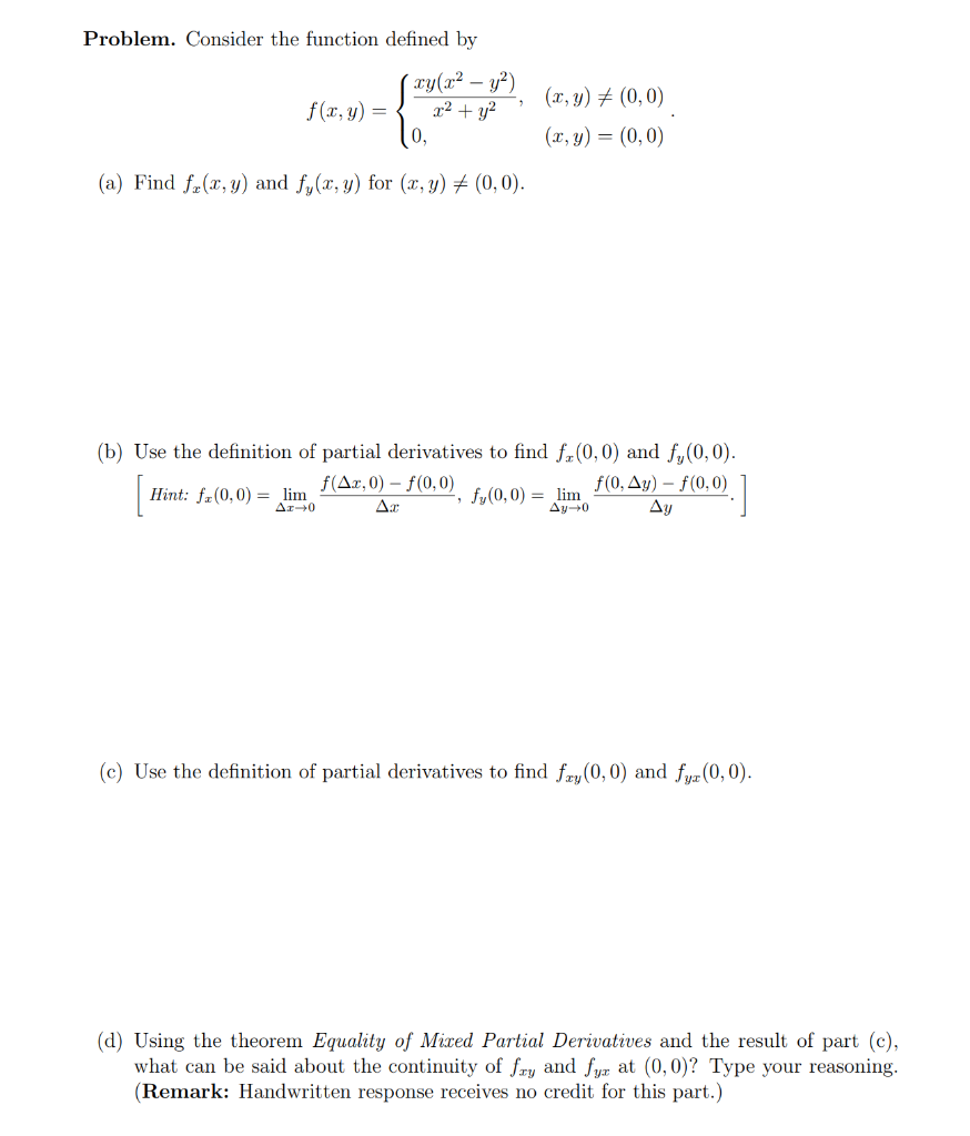 Solved Problem. Consider the function defined by | Chegg.com