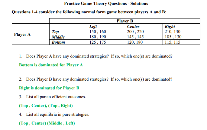 What Is Pareto Efficient In Game Theory