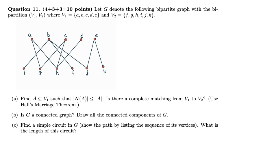 Solved Question 11. (4+3+3=10 points) Let G denote the | Chegg.com