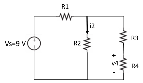 Solved R1 i2 R3 Vs=9 V R2 + 14 W R4 1 | Chegg.com