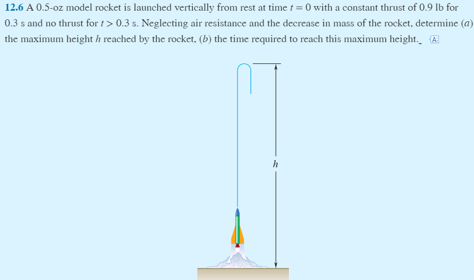 Solved 12.6 A 0.5oz model rocket is launched vertically