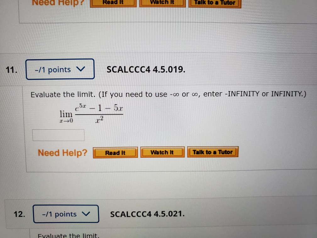 Solved Need Help? Read It Watch it Talk to a Tutor | -/1 | Chegg.com