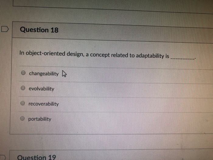 Solved Question 18 in object-oriented design, a concept | Chegg.com