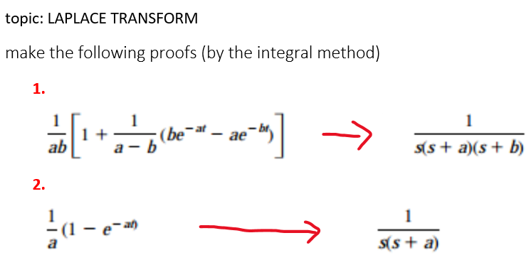 Solved Topic: LAPLACE TRANSFORM Make The Following Proofs | Chegg.com