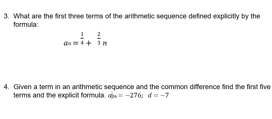 Solved 3. What are the first three terms of the arithmetic | Chegg.com