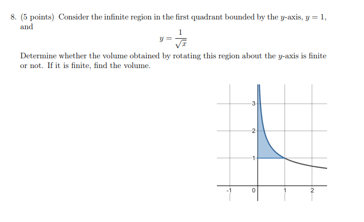 Solved 8. (5 points) Consider the infinite region in the | Chegg.com