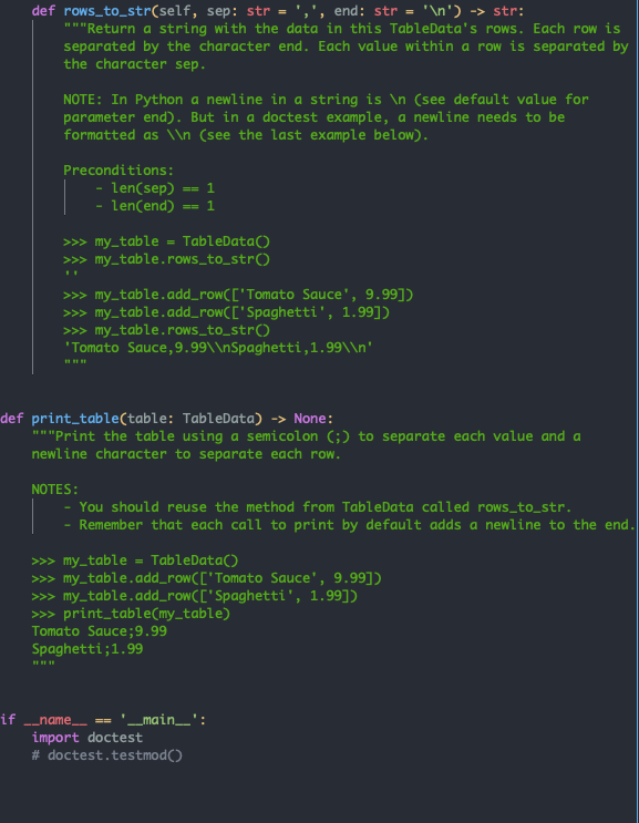 Solved def rows_to_str(self, sep: str = ',', end: str = | Chegg.com