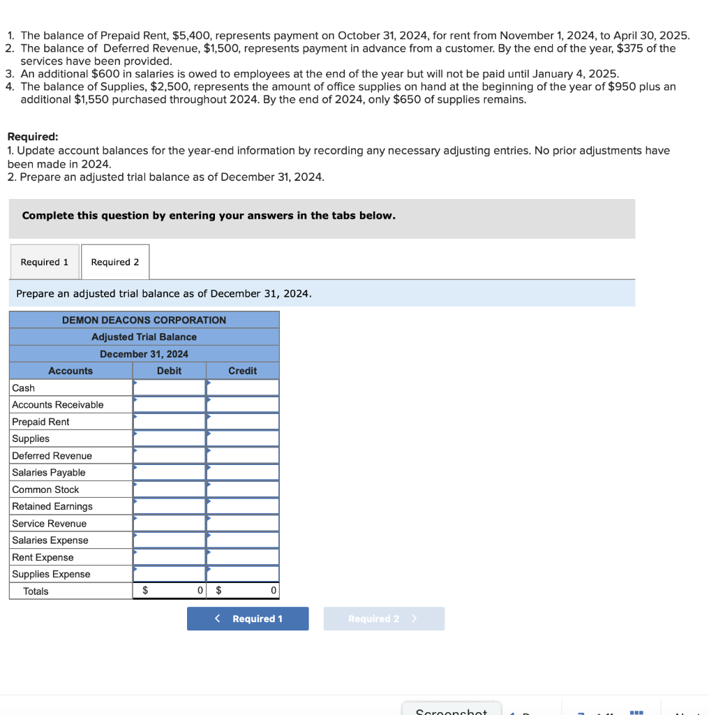 Solved The December 31, 2025, unadjusted trial balance for