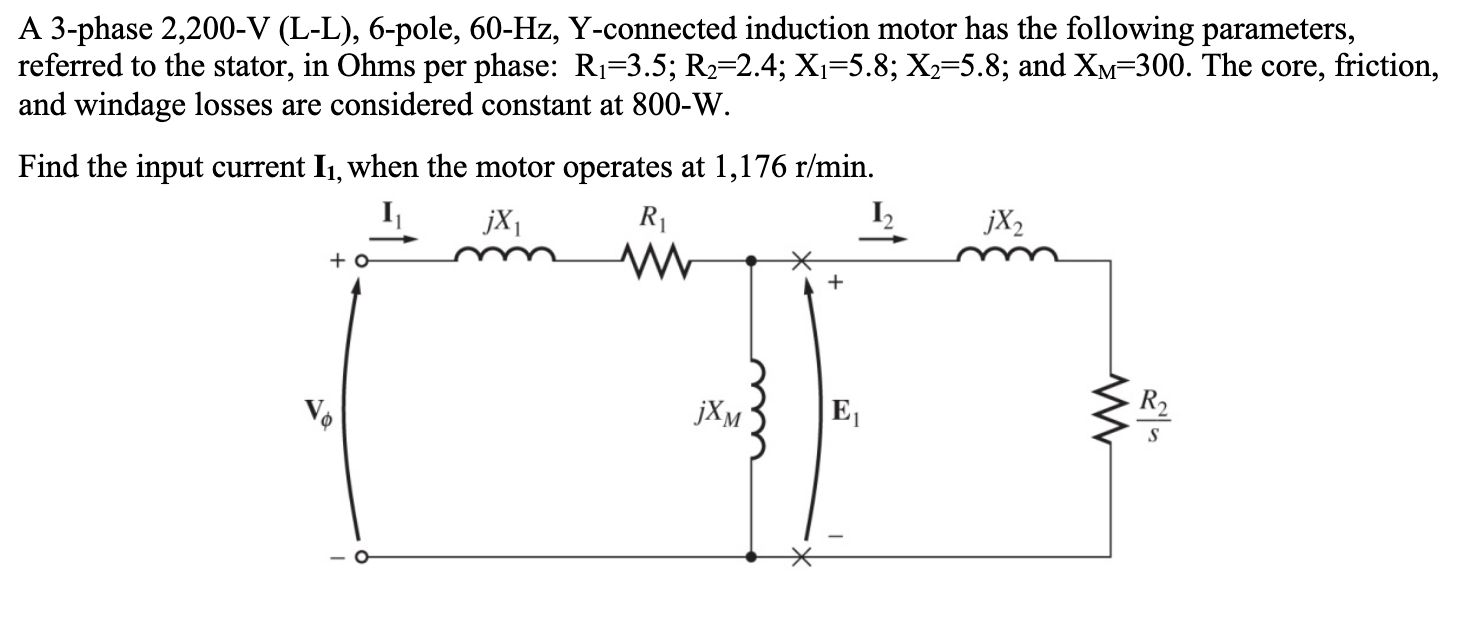 Solved A 3-phase 2,200-V (L-L), 6-pole, 60-Hz, Y-connected | Chegg.com