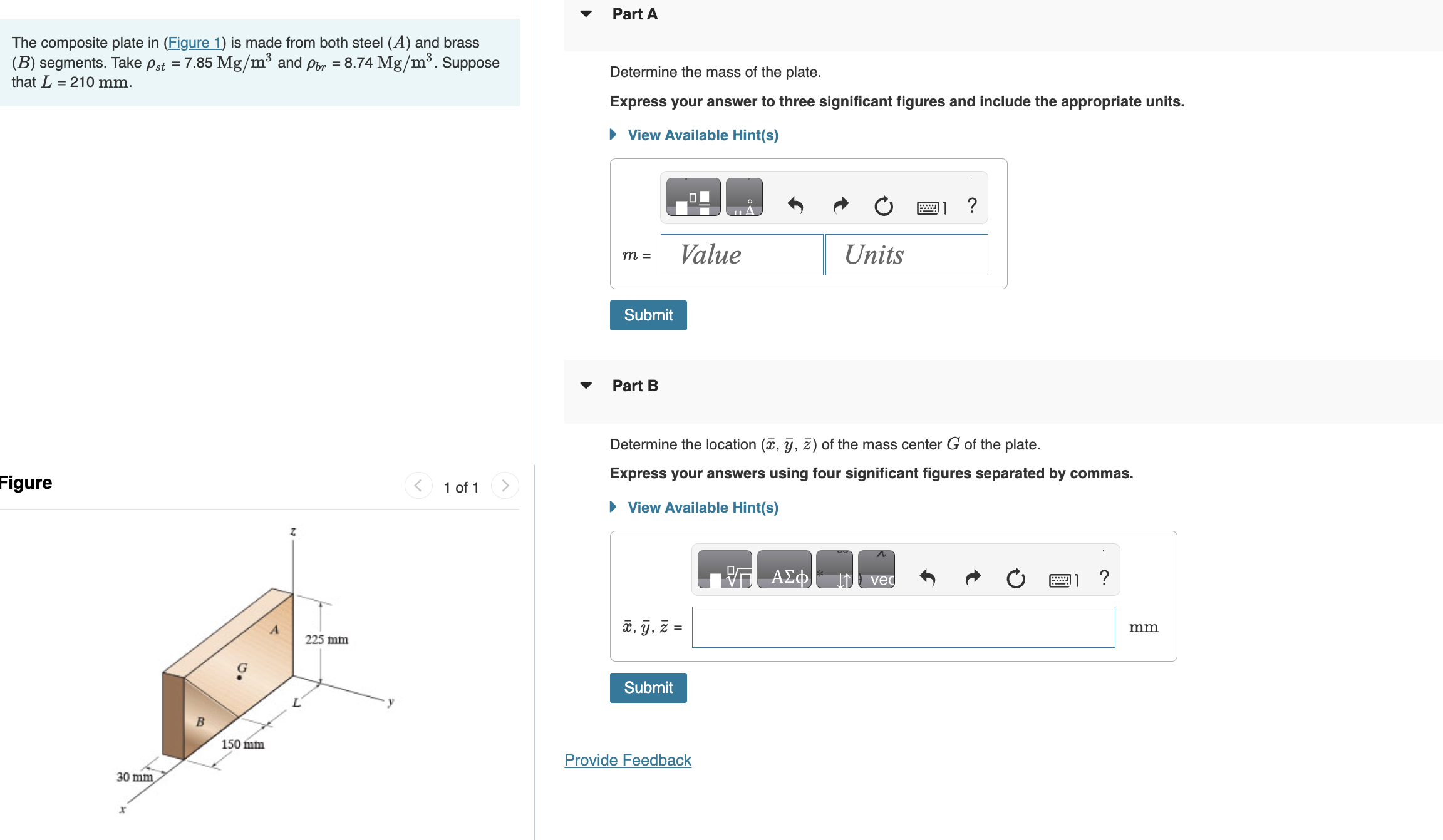 Solved The Composite Plate In (Figure 1) Is Made From Both | Chegg.com