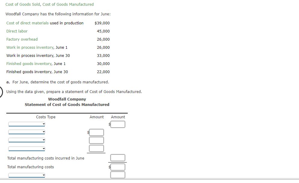 Solved Cost of Goods Sold, Cost of Goods Manufactured | Chegg.com