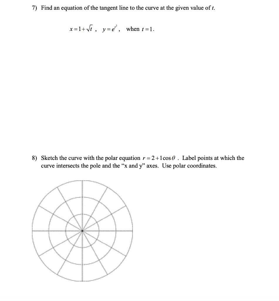 Solved 7 Find An Equation Of The Tangent Line To The Cur Chegg Com