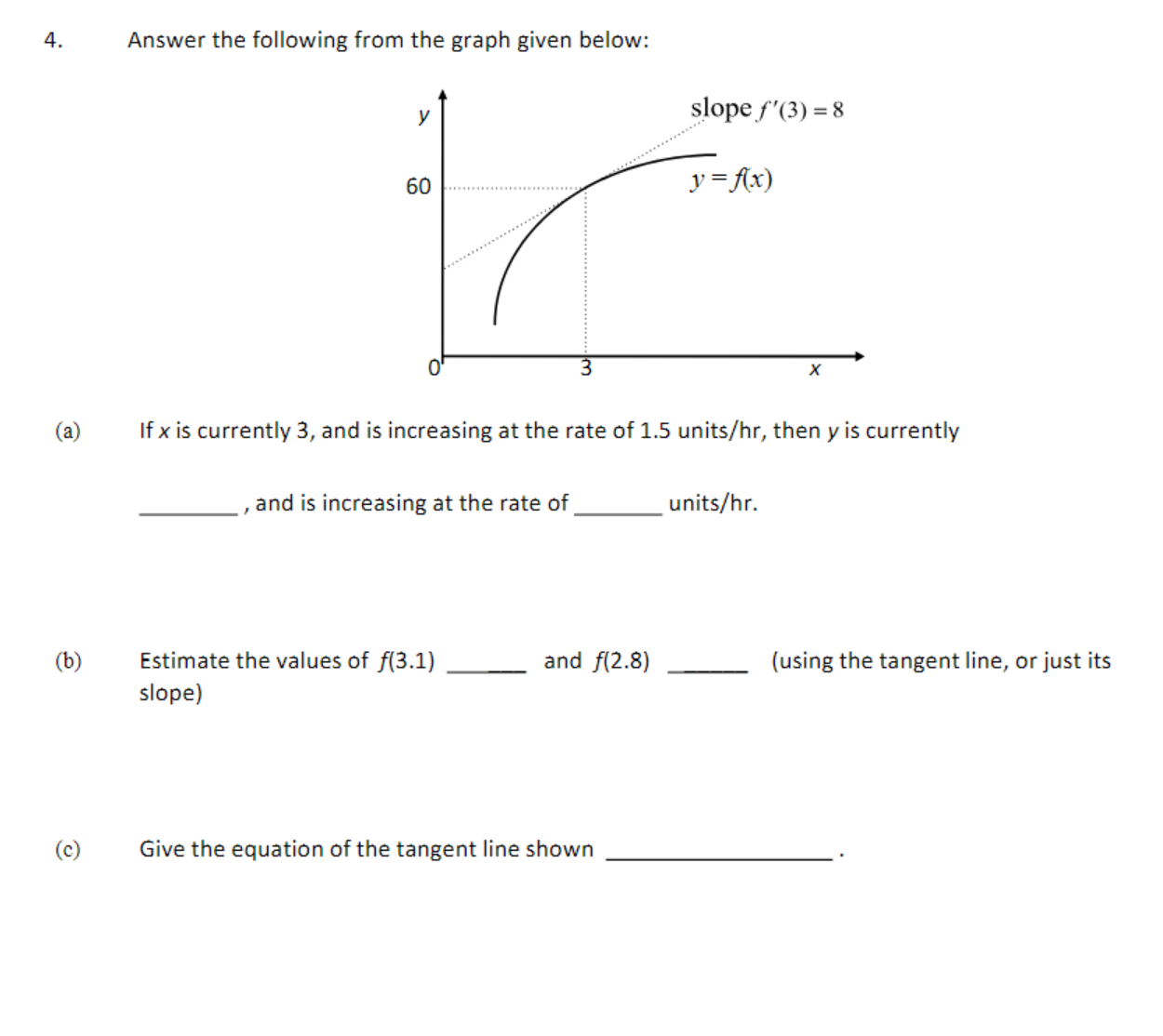 Solved 4. Answer the following from the graph given below: | Chegg.com