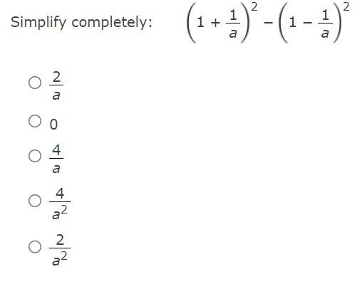 Solved Simplify Completely 1 A1 2− 1−a1 2 A20a4a24a22