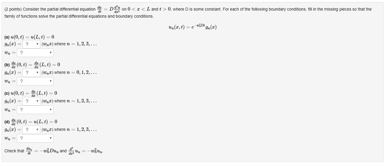 Solved 2 Points Consider The Partial Differential Equat Chegg Com