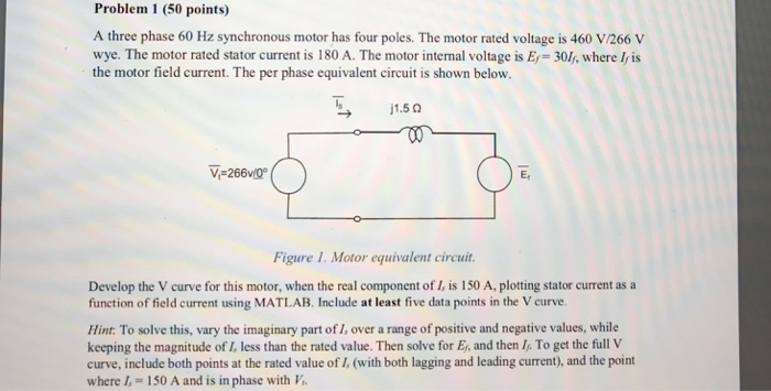 Solved Problem 1 (50 points) A three phase 60 Hz synchronous | Chegg.com