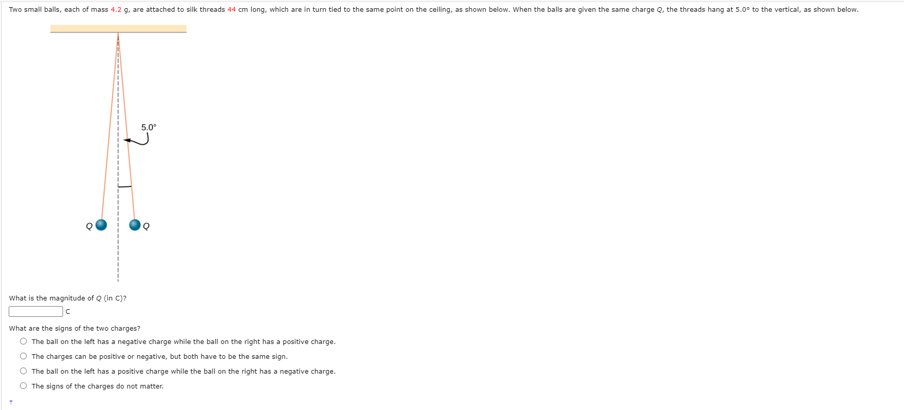 Solved Two small balls, each of mass 4.2 g, are attached to | Chegg.com
