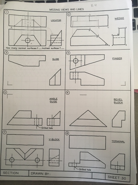 Solved 3.41 MISSING VIEWS AND LINES 0 WEDGE How many normal | Chegg.com
